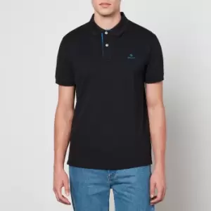 Image of GANT Men Contrast Color Pique Polo Shirt (M) Black
