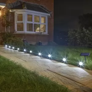 Image of Smart Solar Multispot Black Solar-Powered LED Outdoor Ground Light, Set Of 10