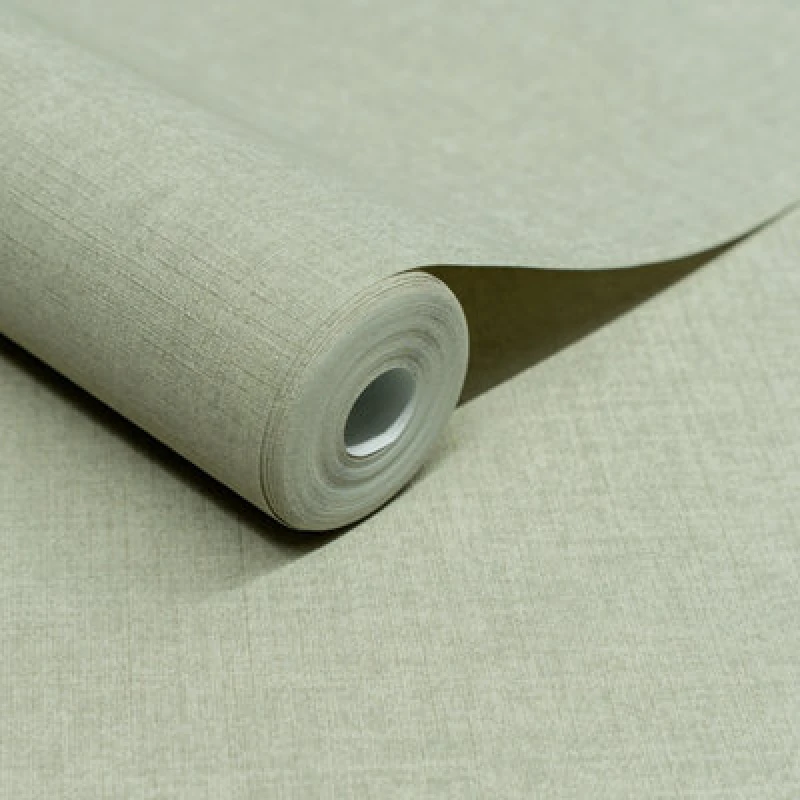 Image of Grandeco Solena Brushed Check Weave Hessian Textured Plain Wallpaper, Light Green