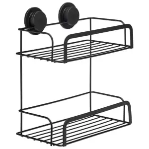 Image of Croydex Stick 'n' Lock Two Tier Cosmetic Basket - Matt Black