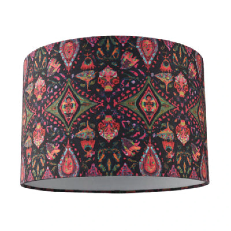 Image of Happy Homewares Bohemian Kaleidoscope Cotton Lamp Shade With Green And Red Colouring