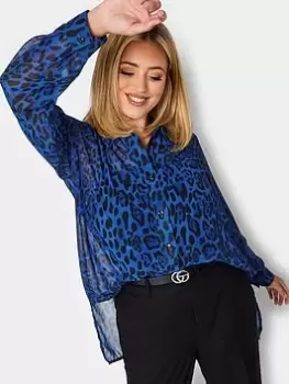 Image of Yours Animal Boyfriend Shirt, Blue, Size 18, Women