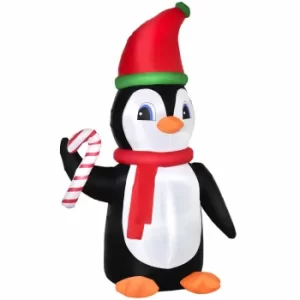 image of Inflatable Light Up Penguin with Candy Cane 250cm