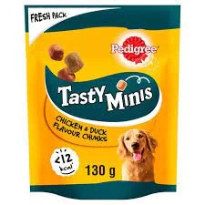 Pedigree Tasty Minis Dog Treats Chewy Cubes with Chicken and Duck 130g