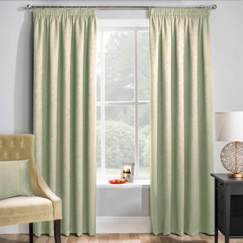 Image of Enhanced Living 'Matrix' Green - Tape Top Thermal Noise Reducing Dim Out Curtains - Pair Light Green