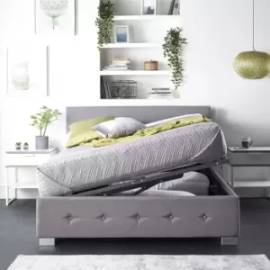 Image of Side Opening Ottoman Storage in Grey Linen, Single