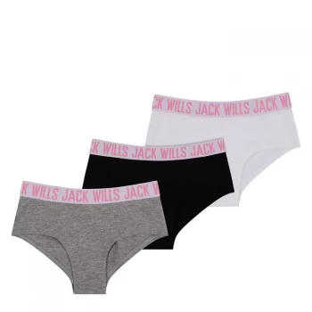 Jack Wills Kids Girls Multipack Briefs Three Pack - White/Grey/Blk