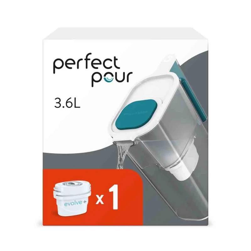 Image of Aqua Optima Perfect Pour 3.6L Water Filter Jug & 1 Evolve+ Filter (1 Month Pack) Blue unisex