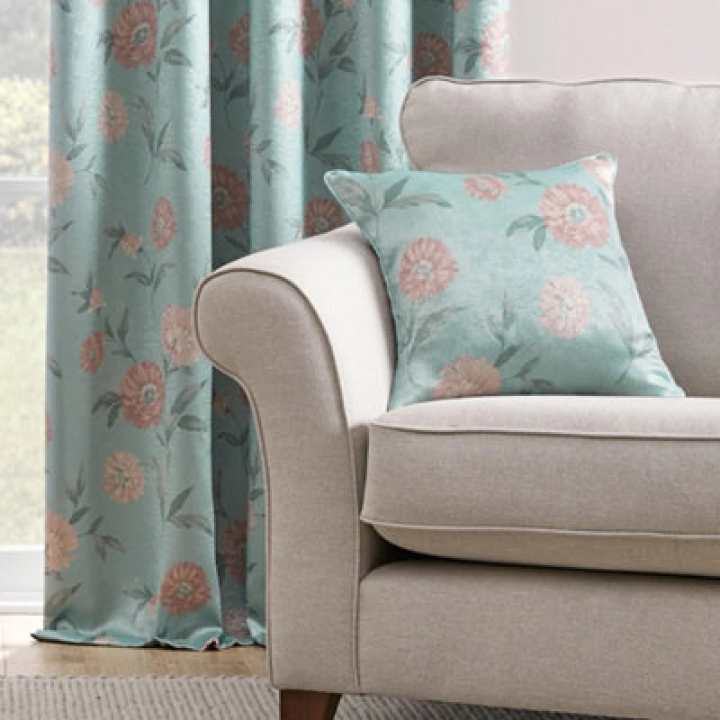 Image of Dreams & Drapes 'Dahlia' Filled Cushion Duck Egg Blue