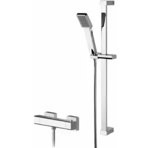 image of Nuie - Windon Square Thermostatic Bar Shower Valve with Slider Rail Kit - Chrome