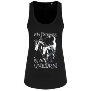 Image of Grindstore Ladies/Womens My Patronus Is A Unicorn Floaty Tank (Large (UK 12-14)) (Black)