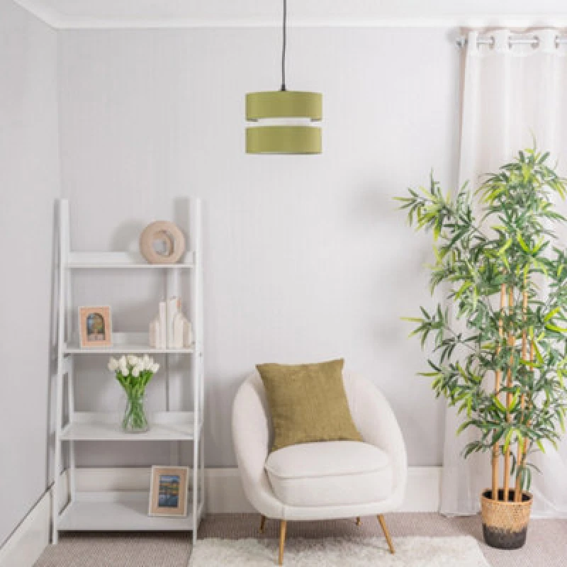 Image of ValueLights Sophia Pair of Easy Fit Small Light Lamp Shades Olive