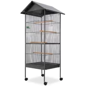 image of Vidaxl - Bird Cage with Roof Black 66x66x155cm Steel Black