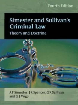 Image of Simester and Sullivans Criminal Law by A P Simester Paperback