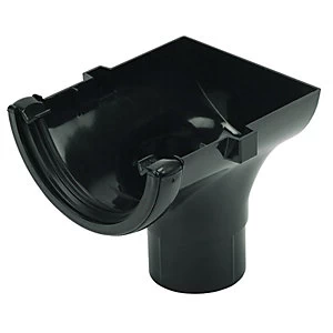 image of FloPlast RO2B Round Line Gutter Stopend Outlet - Black