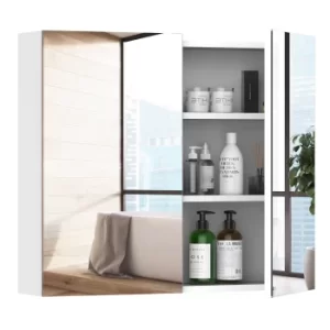 image of HOMCOM Wall Mounted Bathroom Mirror Storage Cabinet Cupboard with Adjustable Shelf Double Doors