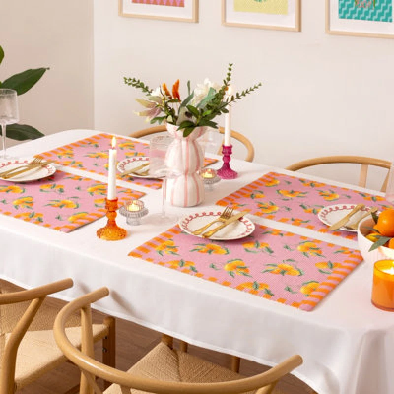 Image of furn. Furn. Lemons Set Of 4 Indoor And Outdoor Placemats In Blue 5.02553E+12
