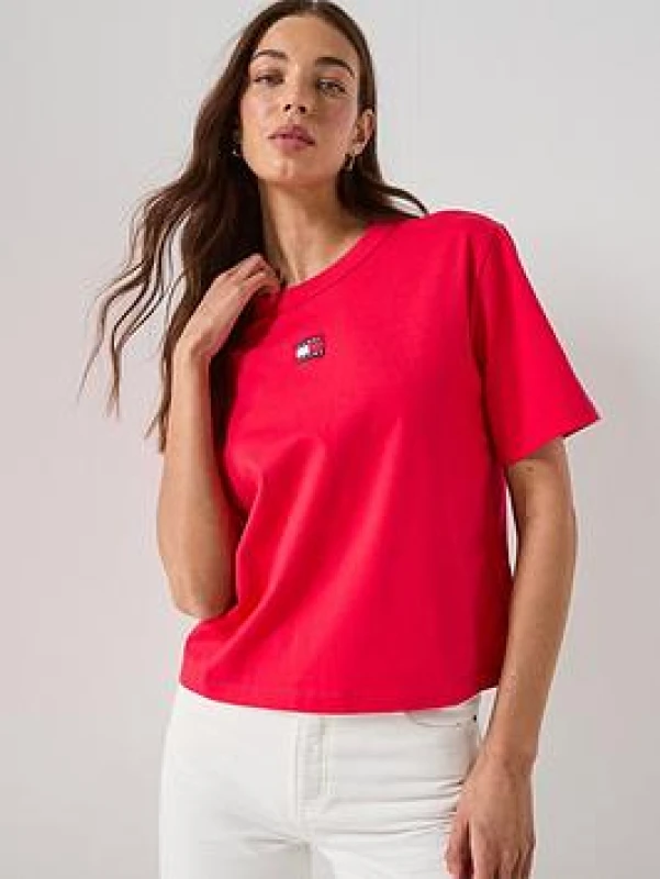 Image of Tommy Jeans Logo T-Shirt - Red Female 8