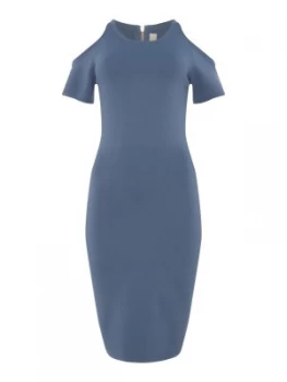 Image of Michael Kors Solid cold shoulder dress Chambray
