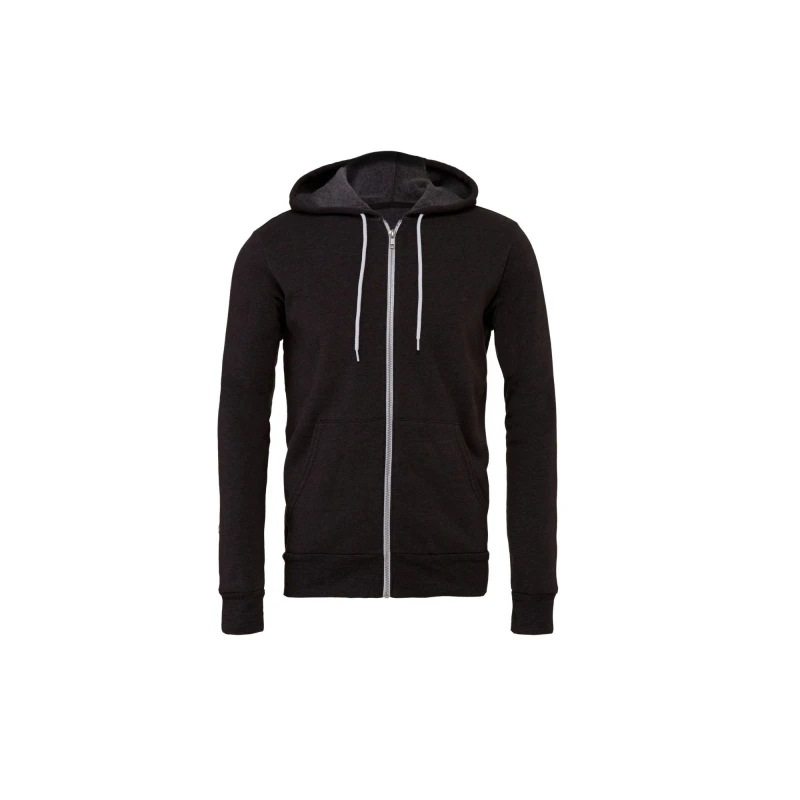 Image of Bella + Canvas Mens Fleece Full Zip Hoodie in Mid Grey Size: XS Mid Grey Male XS
