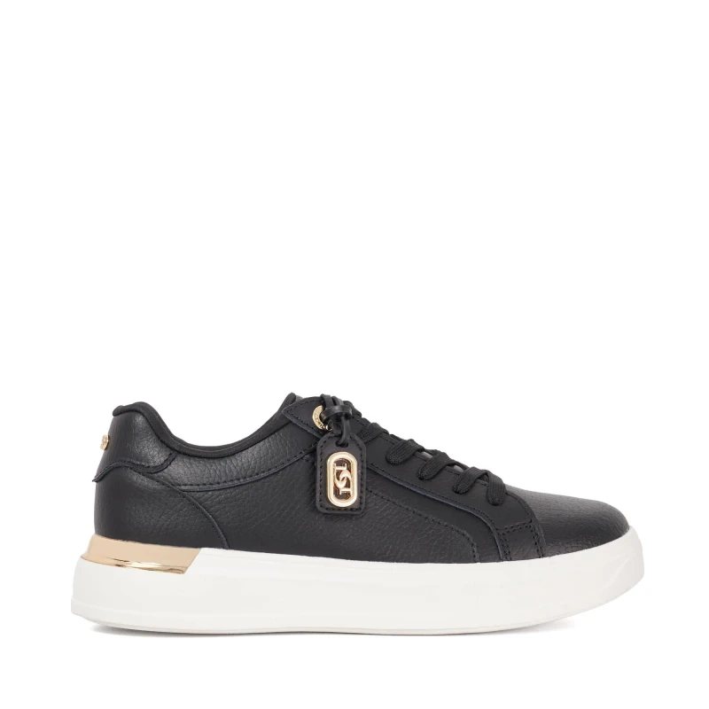 Image of Dune London Womens Ekino Platform Trainers Black Leather female 3 (36)