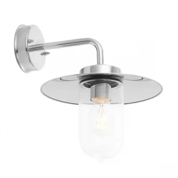 Image of Outdoor Wall Polished Stainless Steel & Clear Glass 1 Light Dimmable IP44 - E27