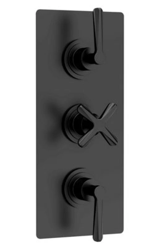 Image of nuie Aztec Triple Thermostatic Concealed Shower Valve - 2 Outlet - Black CLL4211