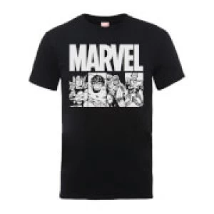 image of Marvel Comics Action Tiles Mens Black T-Shirt - L - Black