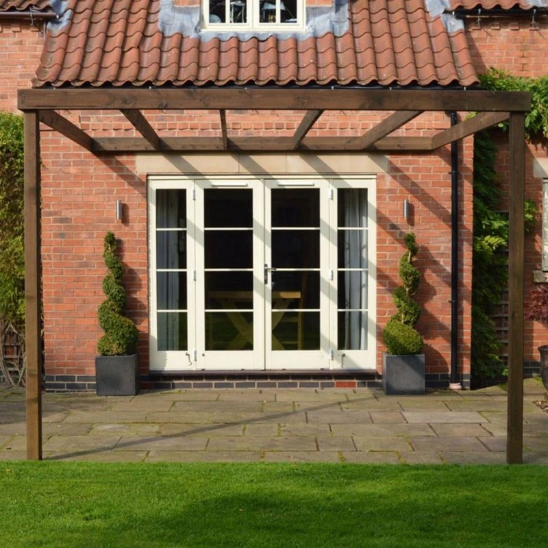 Image of Rutland County Garden Furniture Ltd Wall Mounted Box Pergola - L300 x W300 x H270cm - Rustic Brown Brown Unisex