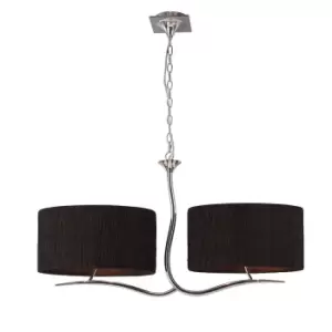 Image of Eve Linear Pendant 2 Arm 4 Light E27, Polished Chrome With Black Oval Shades