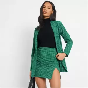 image of I Saw It First Houndstooth Split Detail Mini Skirt - Green