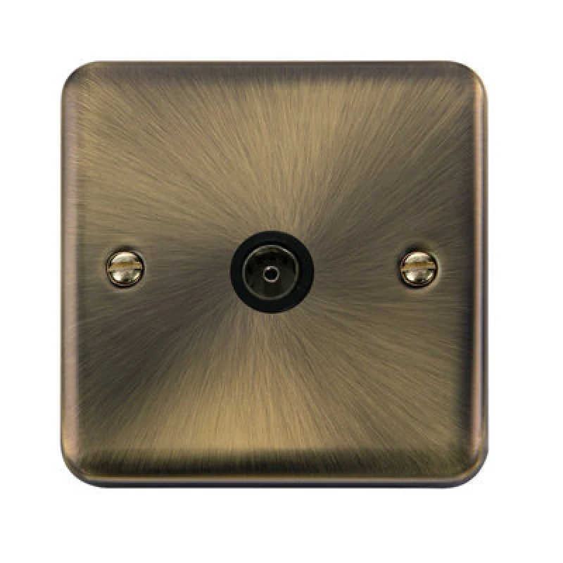 Image of SE Home Curved Antique Brass 1 Gang Single Coaxial TV Socket Gold
