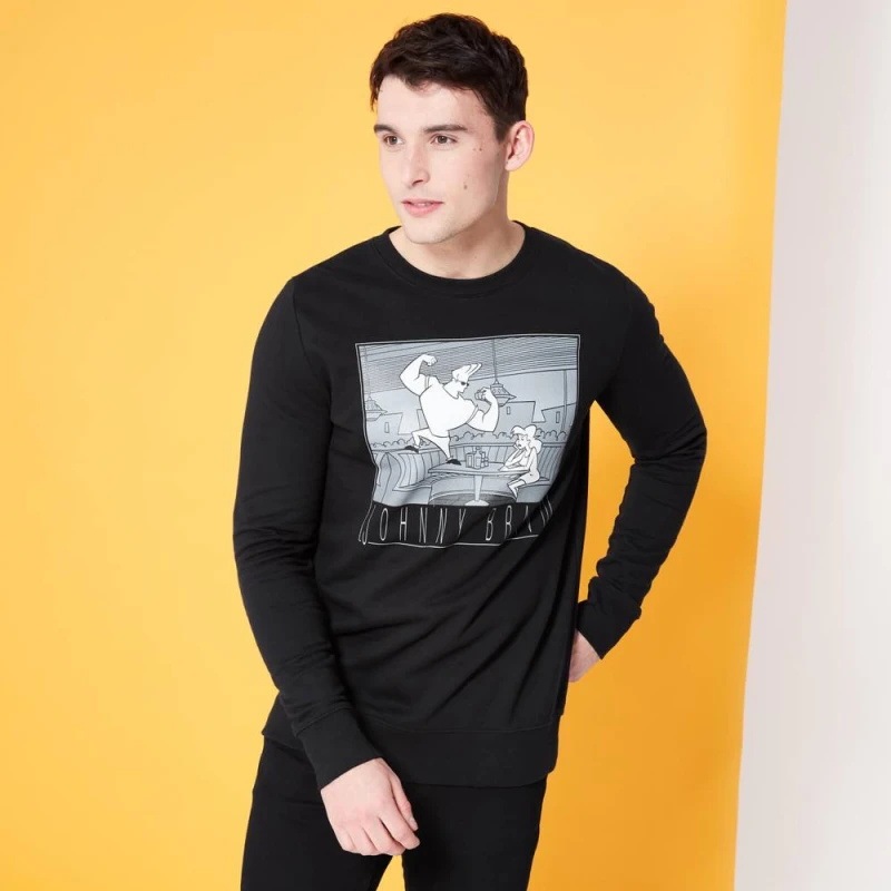 Image of Cartoon Network Spin-Off Johnny Bravo Classic Scene Sweatshirt - Black - M