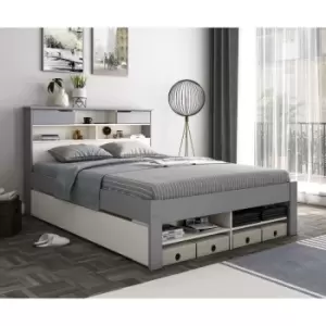 Image of Fabio Grey And White Wooden 1 Drawer Storage Bed Double
