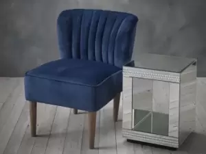 Image of LPD Bella Midnight Blue Velvet Upholstered Fabric Accent Chair