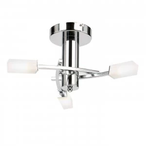 Image of 3 Light Semi Flush Multi Arm Ceiling Light Chrome, Acid Etched Glass, G9