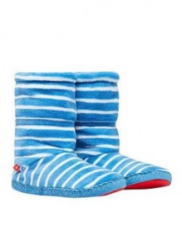 Image of Joules Boys Stripe Padabout Slipper Socks - Blue, Size Xs