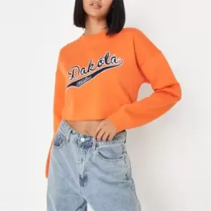 Missguided Crop Graphic Sweatshirt - Orange