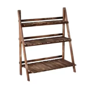 Image of Outsunny Wooden Flower Pot Rack Holder Fold Storage Shelf Stand Vegetable
