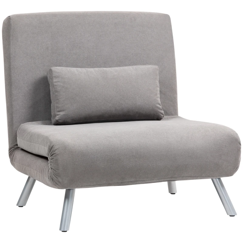 Image of HOMCOM 2-in-1 Folding Sofa Bed with 5-level Adjustable Backrest, Grey 83B-396V70GY