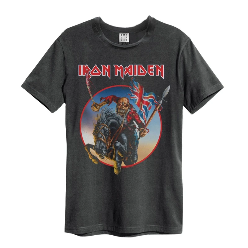 Image of Amplified Amplified Men Trooper on Steed Iron Maiden T-Shirt in Charcoal Size: X-Small Charcoal XS Male 5063107937667