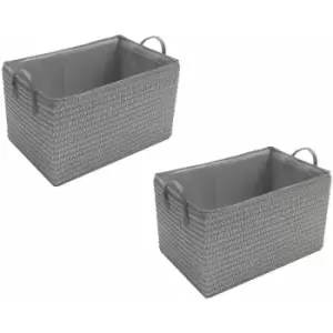 Topfurnishing - Neon Bright Colours Toys Baby Nursery Organiser Cupboard Storage Basket + Handle Hamper basket [Dark Grey,Set of 2 Extra Large]