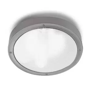 image of Basic Outdoor Simple Flush Large Grey, Opal IP65 E27