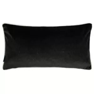 Image of Torto Rectangular Opulent Velvet Cushion Black/Ivory, Black/Ivory / 30 x 60cm / Polyester Filled
