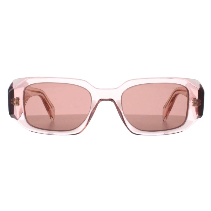 Image of Prada Womens Rectangle Transparent Peach Light Brown PR17WS in Pink Pink Female One Size