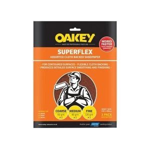 image of Oakey Superflex Cloth Backed Aluminium Oxide Sheets 230 x 280mm Assorted (3)