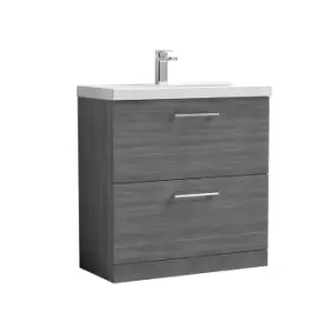 image of Nuie Arno 800mm Floor Standing 2 Drawer Vanity & Basin 1 Anthracite