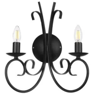 image of Onli Pompei 2 Light Candle Wall Lamp, Black