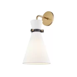 Image of Julia 1 Light Wall Sconce Brass, Black, Linen