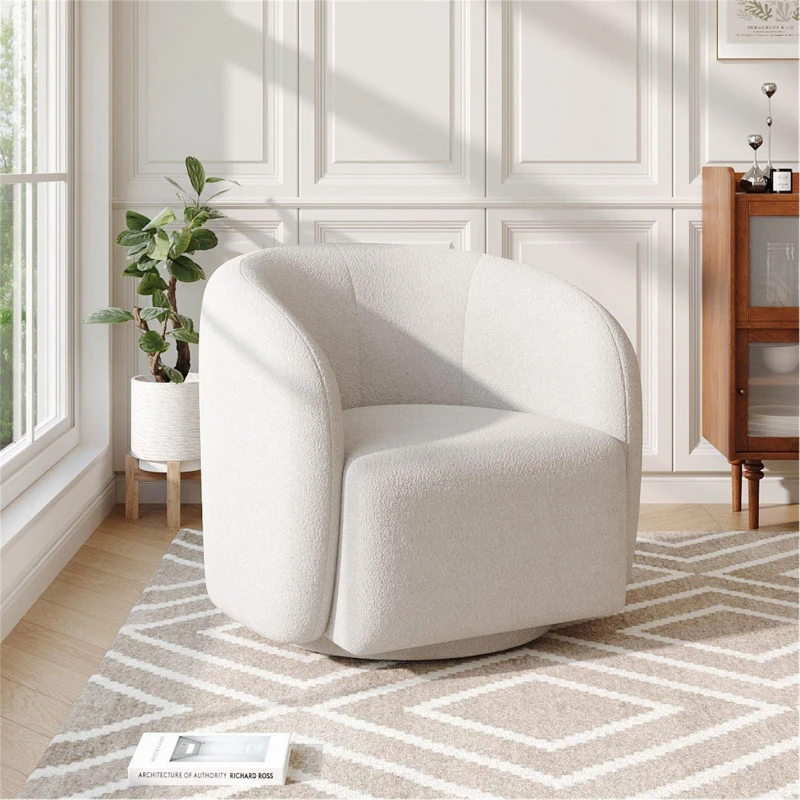 Image of Cottonfy UK Boucle Upholstered Single Sofa White White L